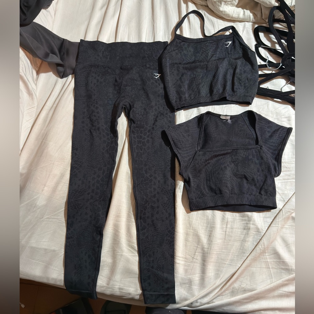 Gymshark Crop Top, Sports Bra, and Leggings
